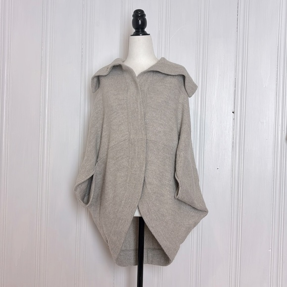 LOFT Sweaters - Light Beige Convertible Turtleneck Poncho Sweater/cardigan